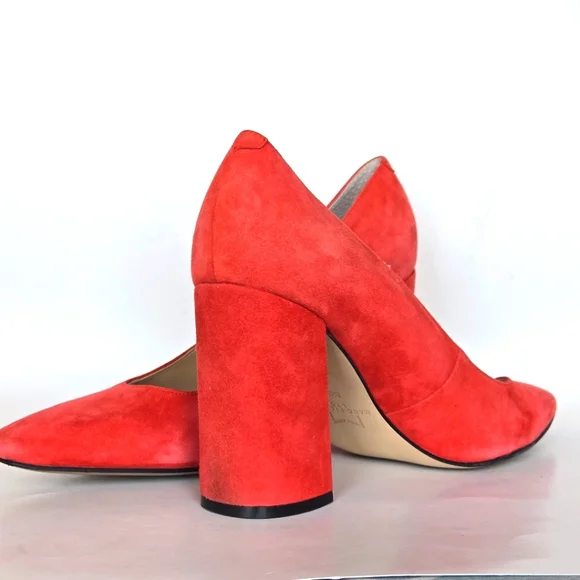 Marc Fisher Claire red suede leather block heel point toe shoes women's 8.5‎ - Picture 4 of 6